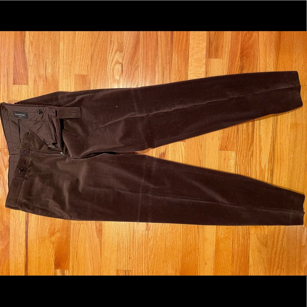 Ermenegildo Zegna Cashco Cotton & Cashmere Brown Corduroy Pants - Size 48